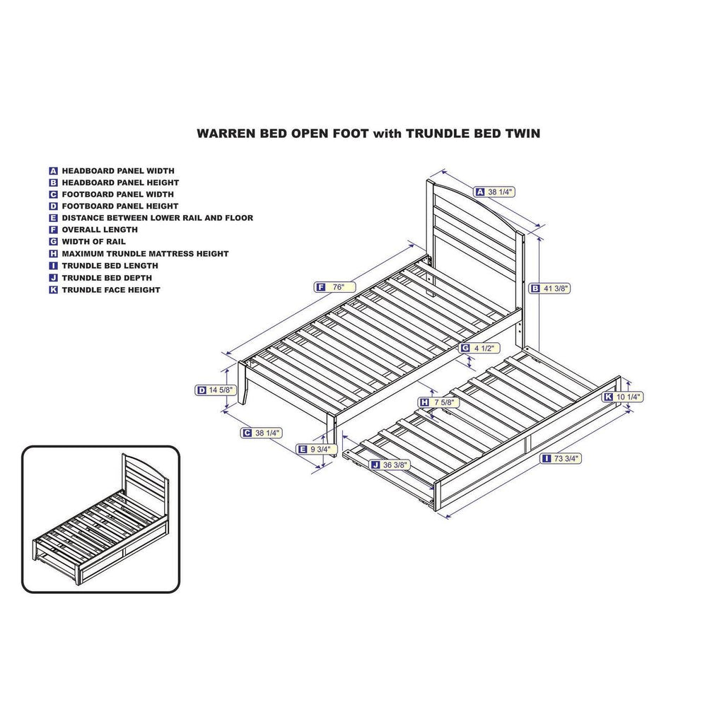 Grey Twin Bed with Twin Trundle I40828