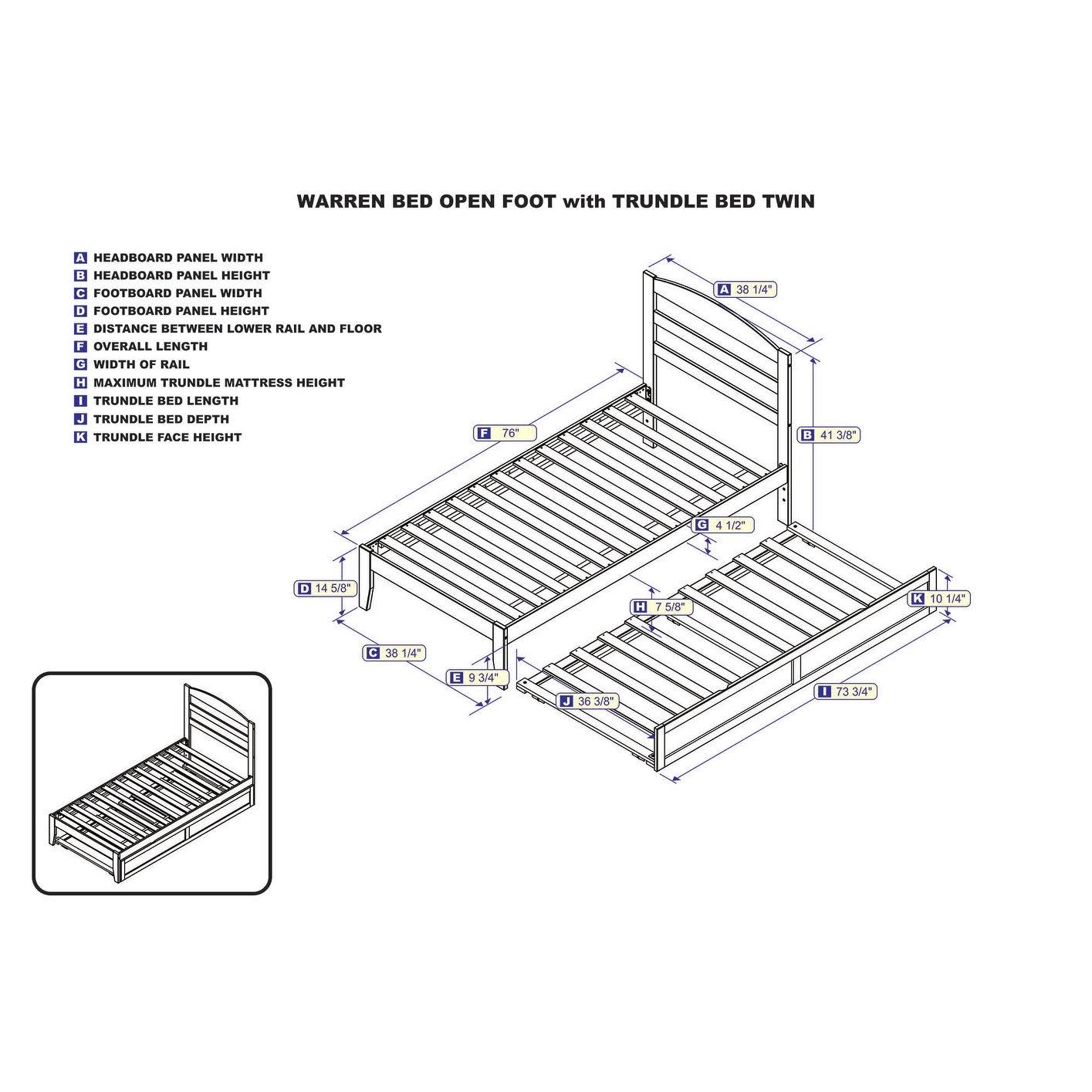 Grey Twin Bed with Twin Trundle I40828