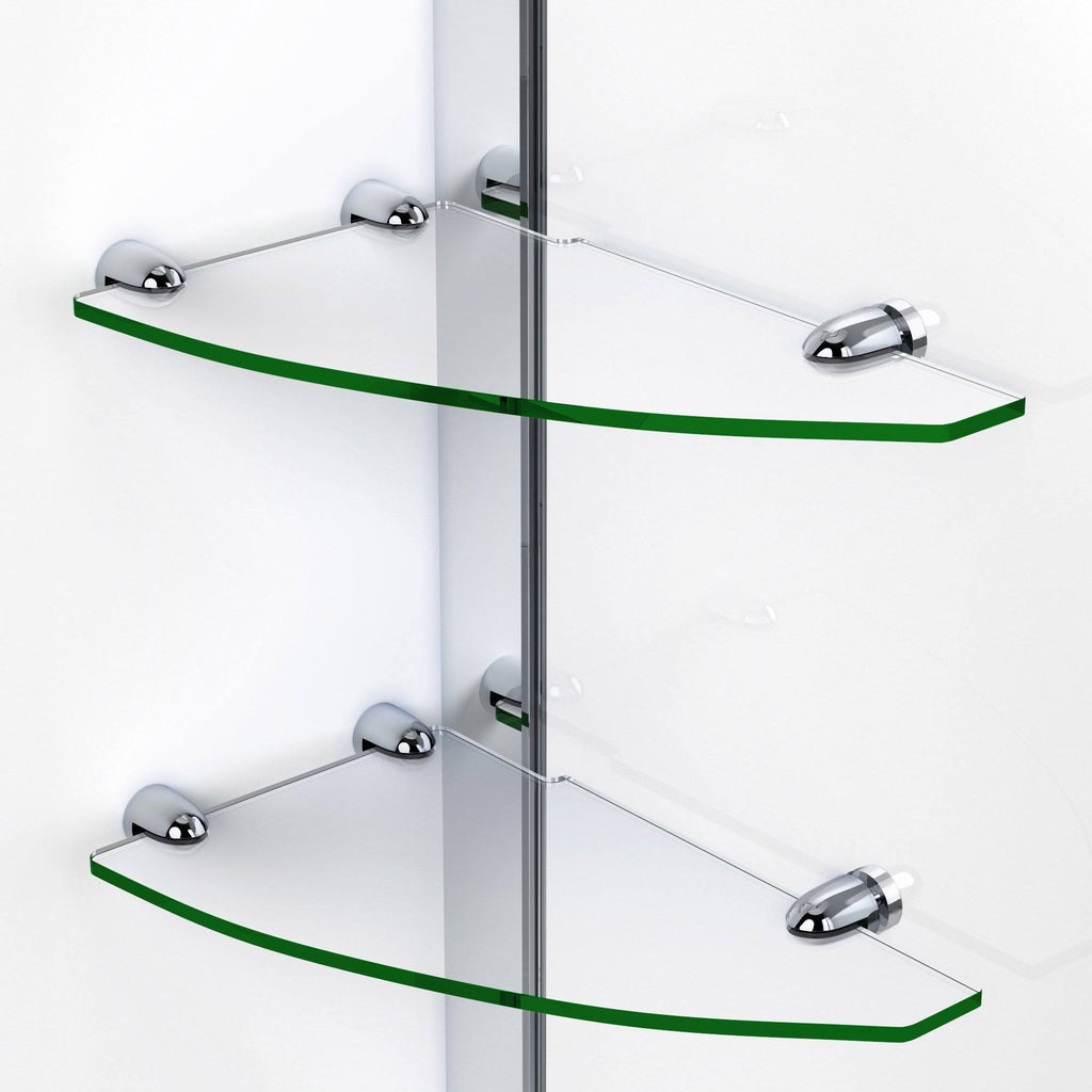 Satin Black Frameless Hinged Shower Door with Shelves C9190