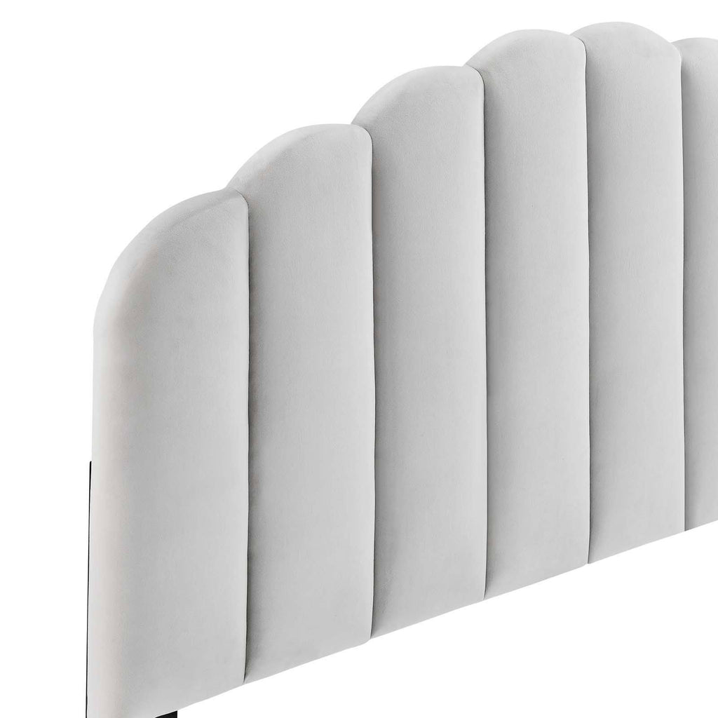 White Velvet King/California King Headboard S218949