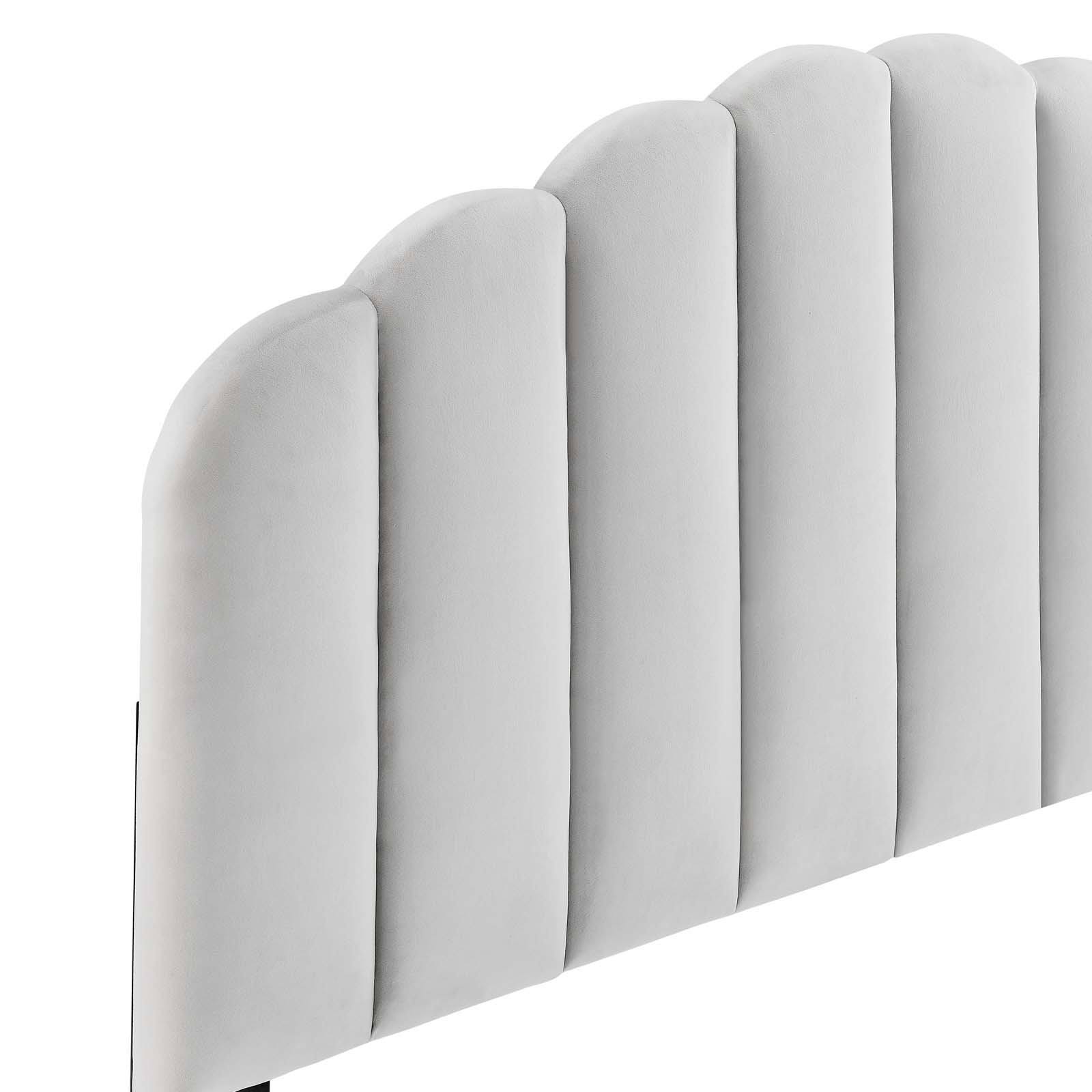 White Velvet King/California King Headboard S218949