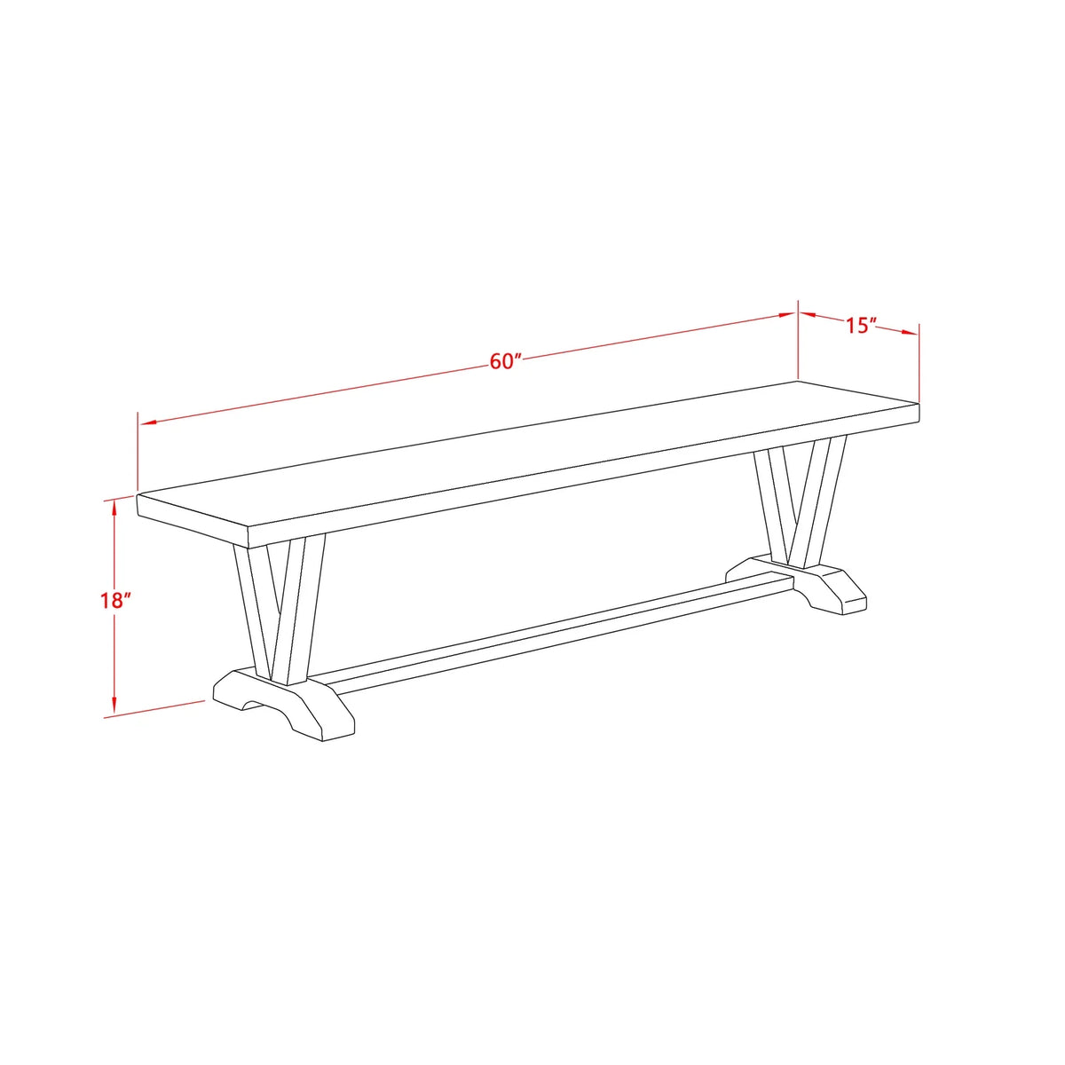 Black/Gray Wood Dining Bench J96646