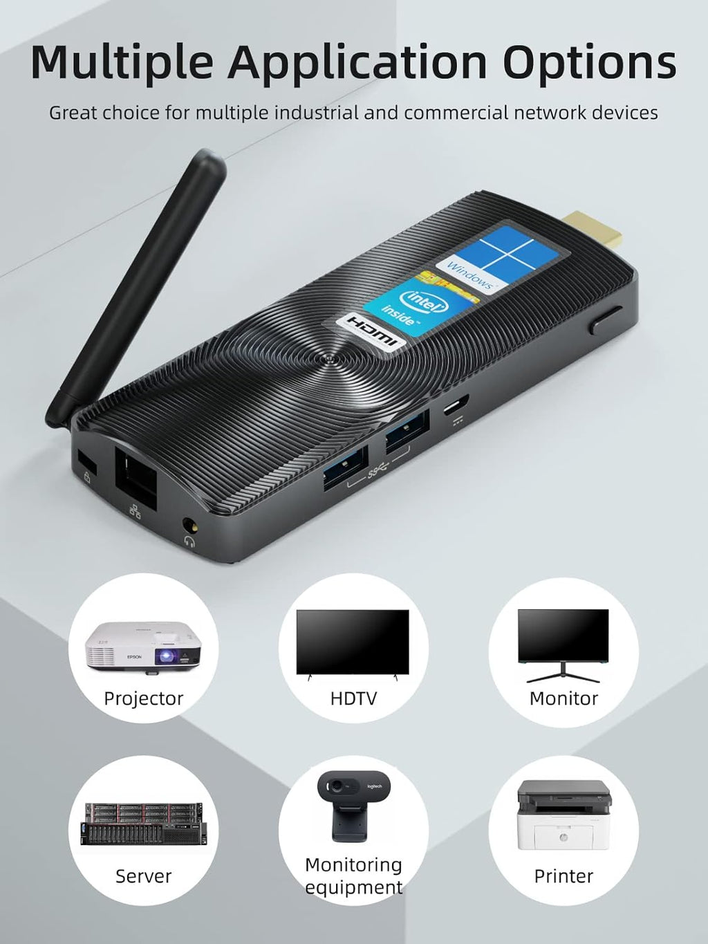 Mini PC Stick Fanless Windows 11 Pro Celeron N4020 4GB 128GB Small Computer S3421