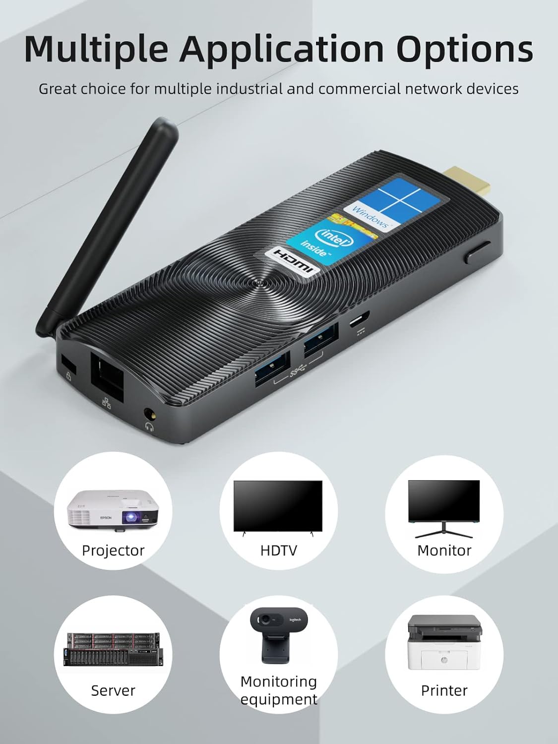 Mini PC Stick Fanless Windows 11 Pro Celeron N4020 4GB 128GB Small Computer S3421