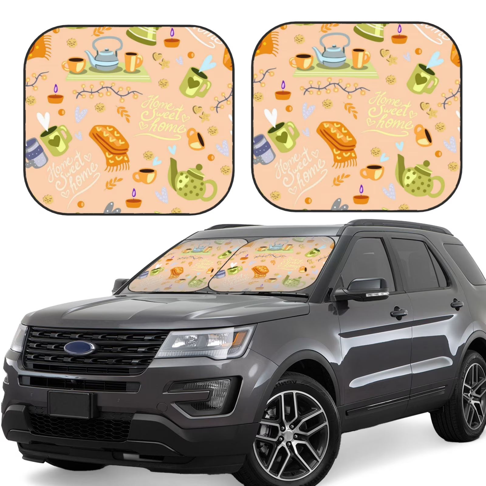 Foldable 2-Piece Car Front Window Sunshade D749949