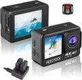 4K 24MP 2.0 Touch LCD Dual Screen Underwater Waterproof Action Camera with Remote Control EIS WiFi 4X Sports Video Recorder 2 Batteries Dual Charger Accessories Kit Pack of 2 R194