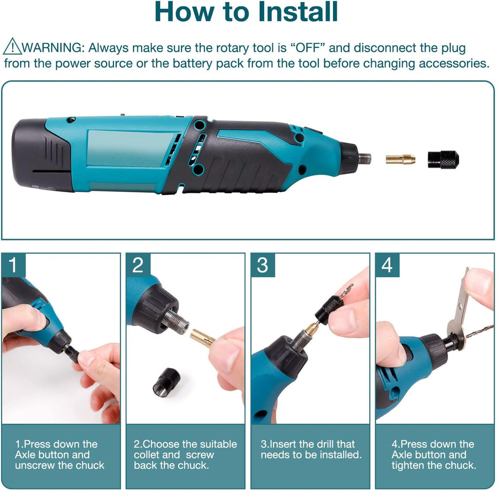Cordless Rotary Tool 93 Accessories Variable Speed Electric Drill Set 12-Volt Multi-Purpose Power Rotary Tool Kit Pack of 2 I279821