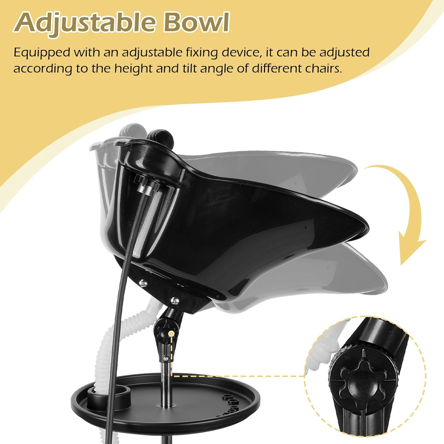 Portable Shampoo Bowl Basin Sink with Adjustable Height, Includes Drain Hose and Bucket G2288