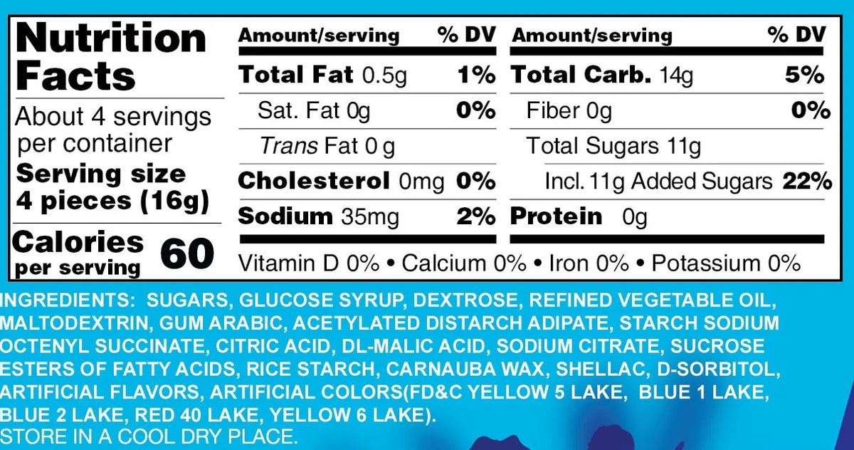 Sour-Dusted Chewy Candy, 2.5 Ounce Peg Bag, 12 Count Display Box Q965
