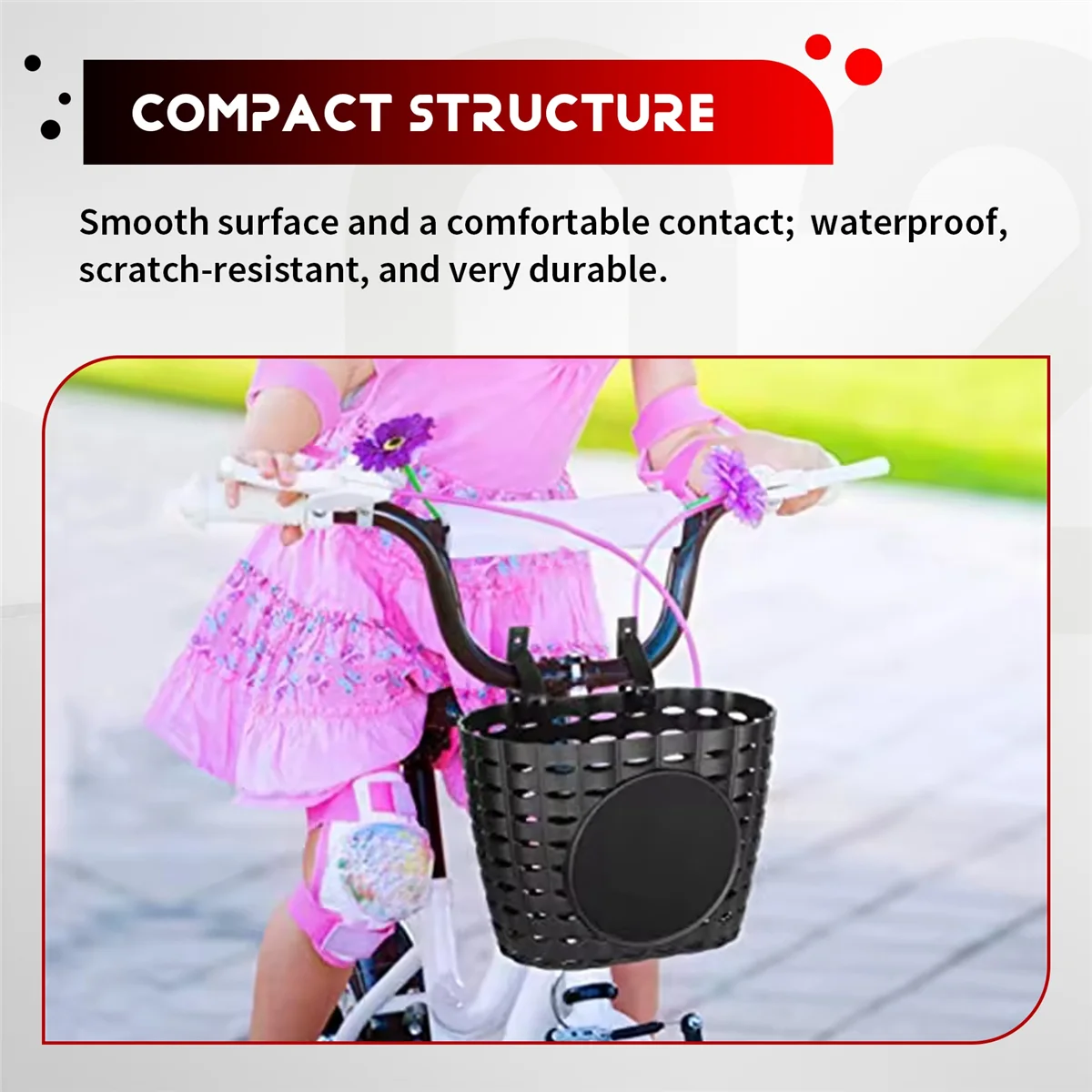Black Plastic Kids Bike Basket J801