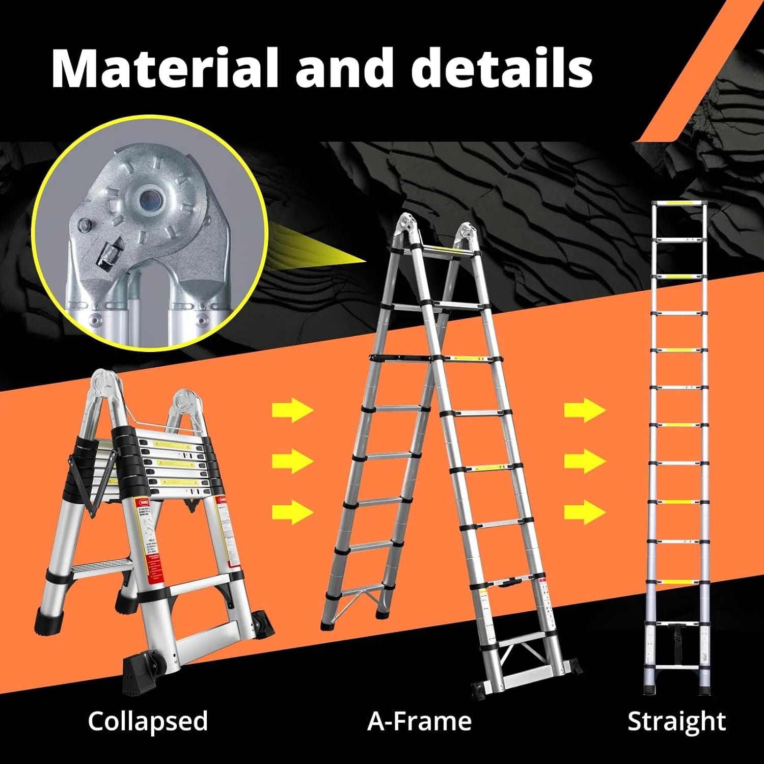16.5FT Aluminum Telescoping Ladder with Stabilizer Bar & Wheels R68836