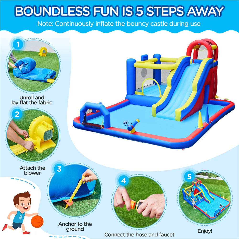 10-In-1 Inflatable Water Slide Bouncer with Blower & Storage Bag G5783