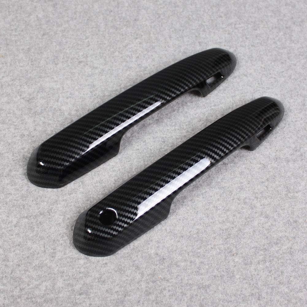 Door Handle Cover Trims ABS Carbon Fiber Black Pack of 2 W7377