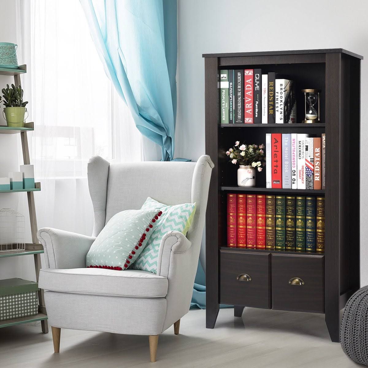 Antique Organizer Bookcase with 2 Drawers A43699