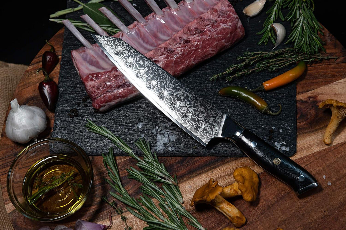 Kiritsuke Chef's Knife 8 Inch Damascus VG10 High Carbon Stainless Steel O2040