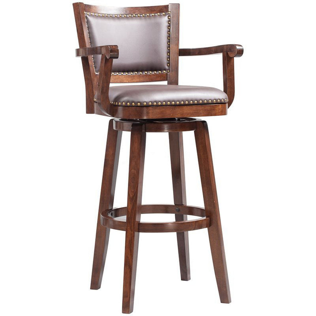 36" Swivel Extra Tall Wood Bar Stool in Cappuccino Q15395