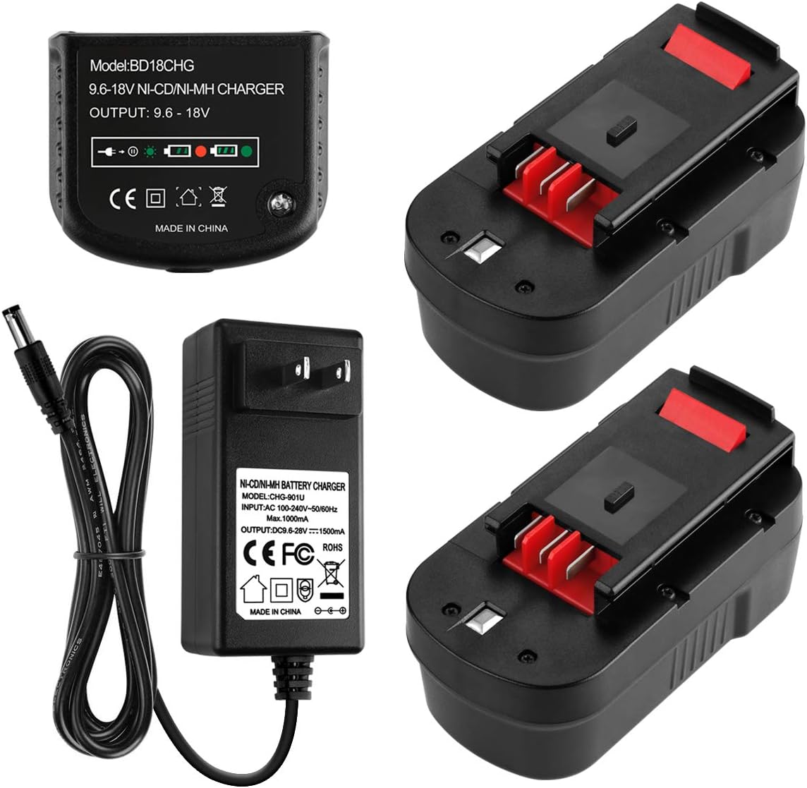 3500mAh HPB18 Replacement for Black and Decker 18 Volt Battery Ni-CD Pack of 2 H66968
