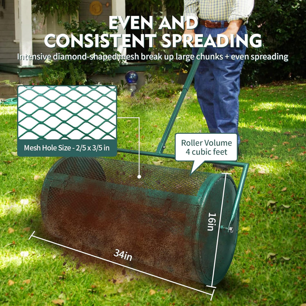 Compost Spreader with Metal Mesh Basket Adjustable Pole (31 inch) Q936208