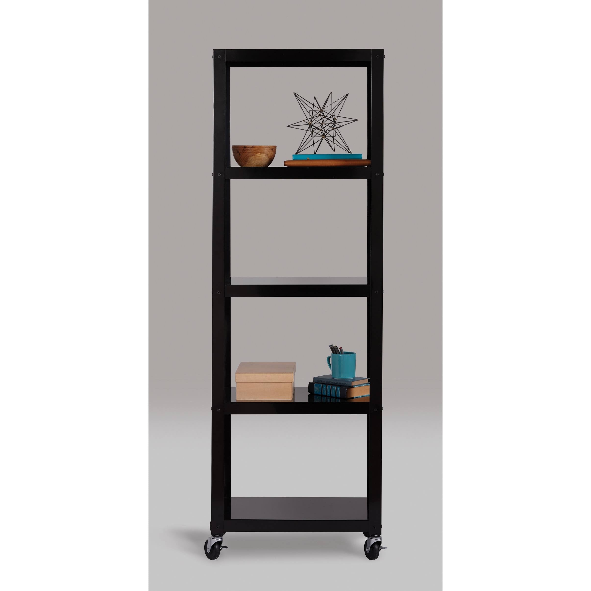 Industrial Modern Mobile 5-Shelf Bookcase Cart Black D95670