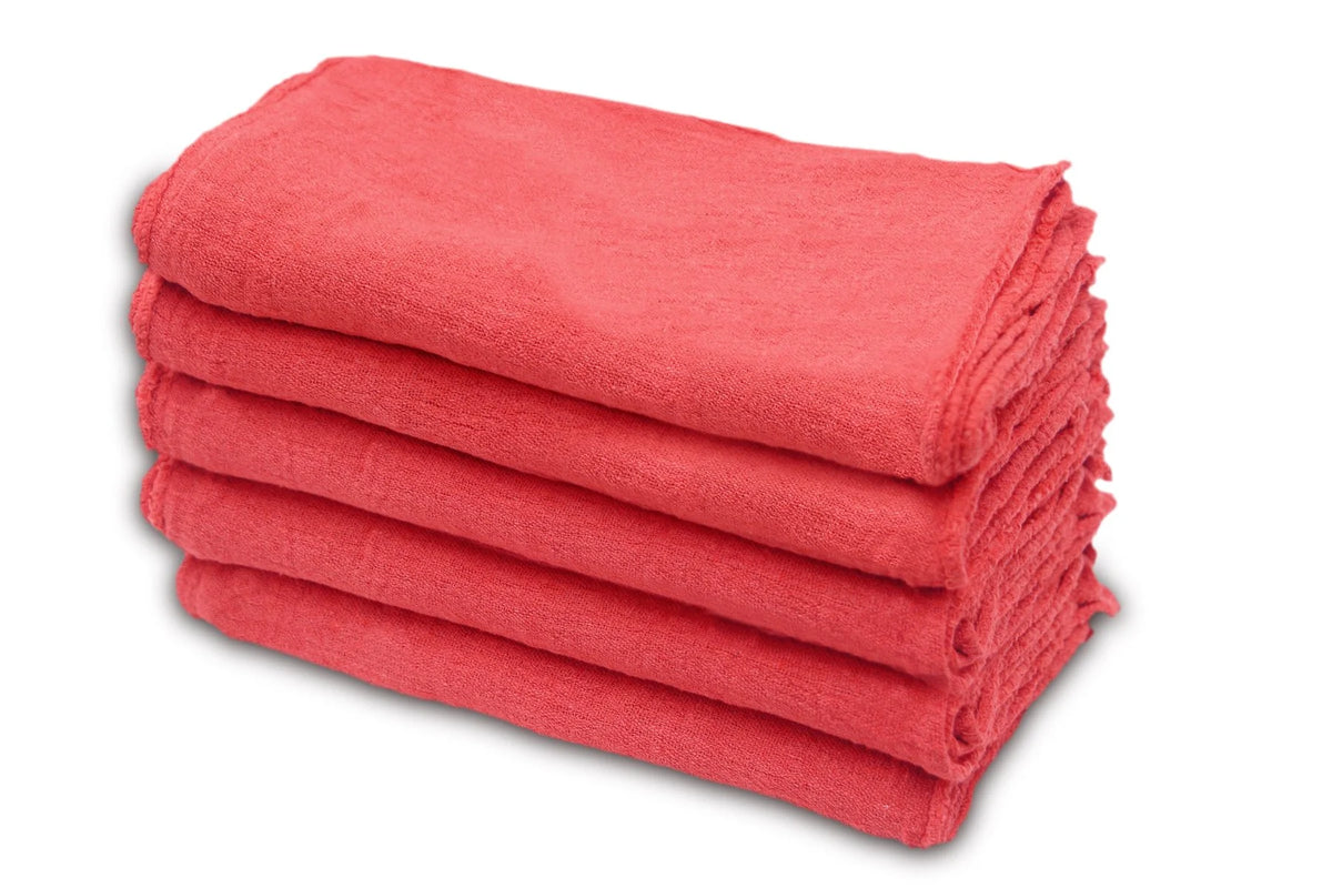 500 Pc Regenerated Cotton Multipurpose Cleaning Towels, 12 x 12 Inch, Red Y6230