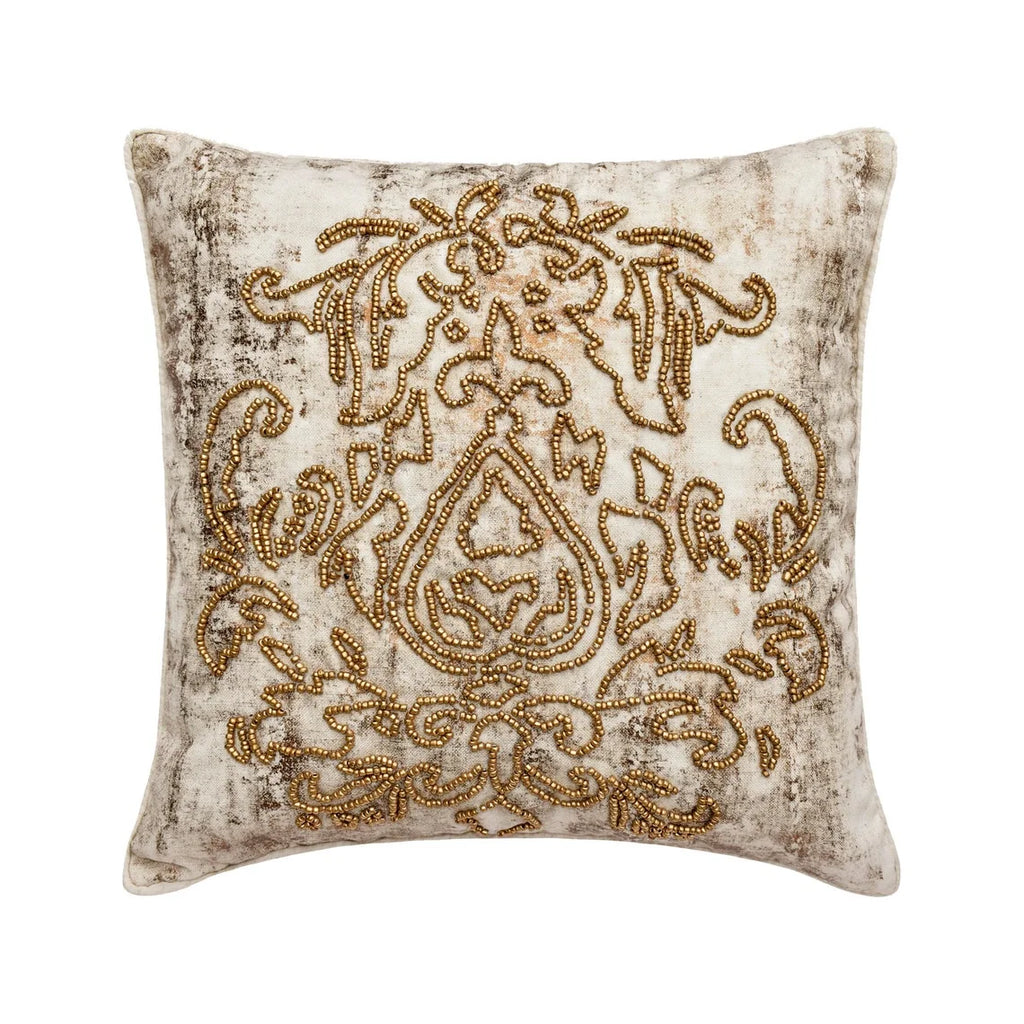 White 20"x20" Velvet Suede Embroidery Throw Pillows J490258