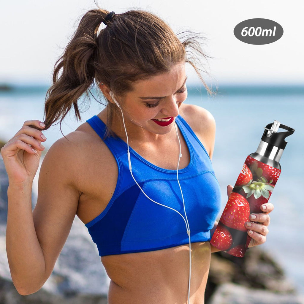 Strawberries Stainless Steel Insulated Water Bottle with Straw Lid A66930