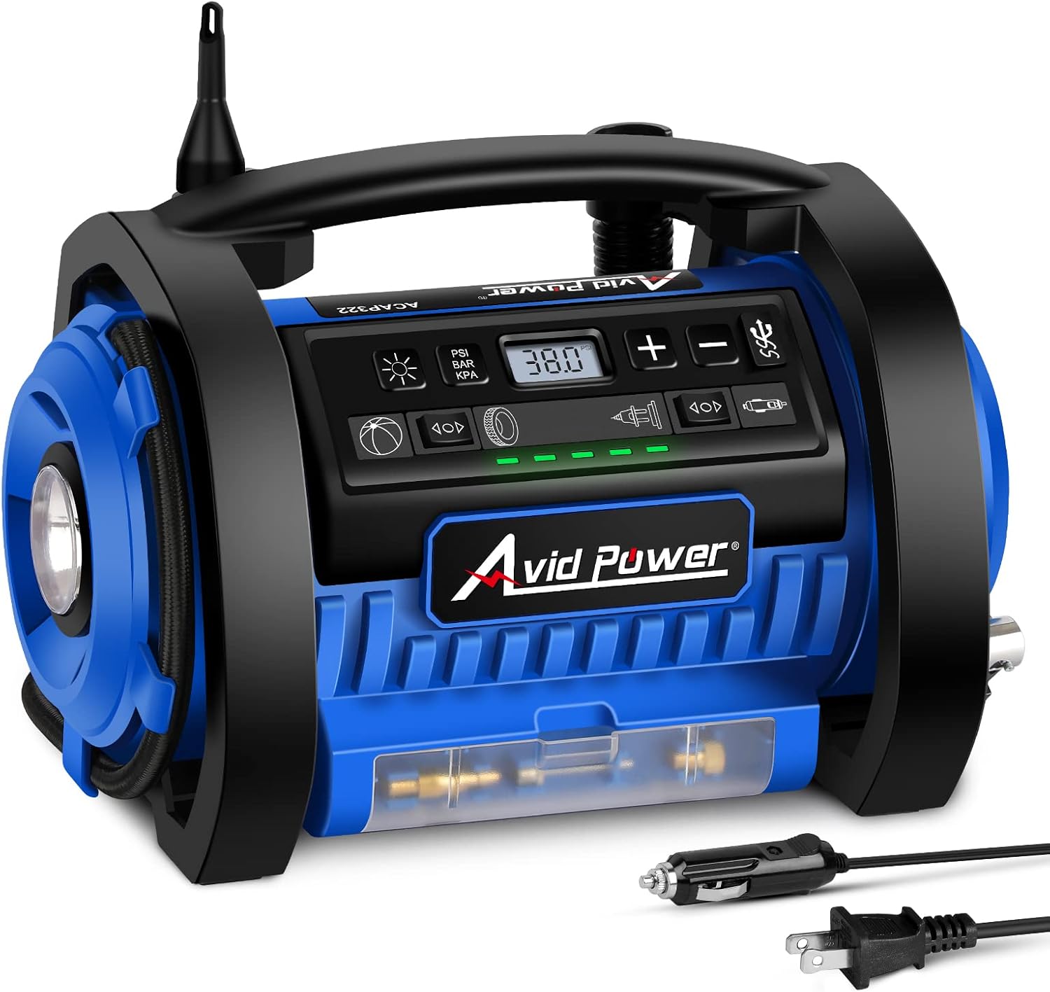 Tire Inflator Air Compressor, 12V DC / 110V AC Dual Power, Digital Pressure Gauge, Pack of 2 C41888
