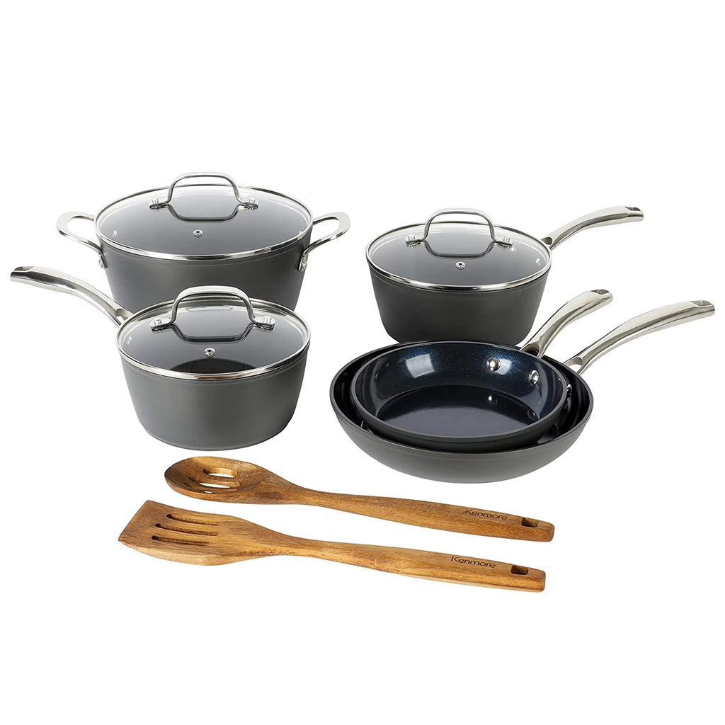 10 Piece Aluminum Ceramic Nonstick Cookware Set in Blue K397