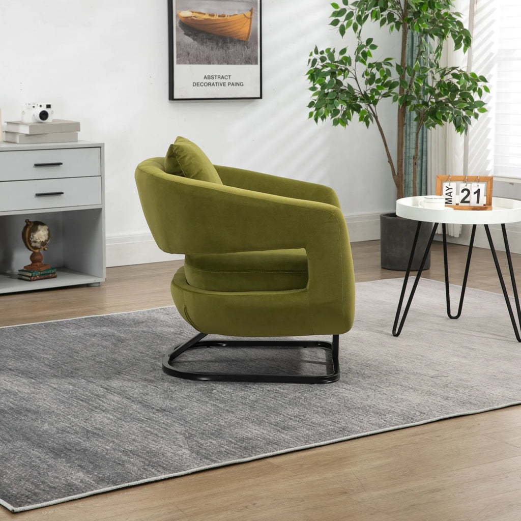 Olive Upholstered Tufted Velvet Accent Chair with Metal Stand H97441