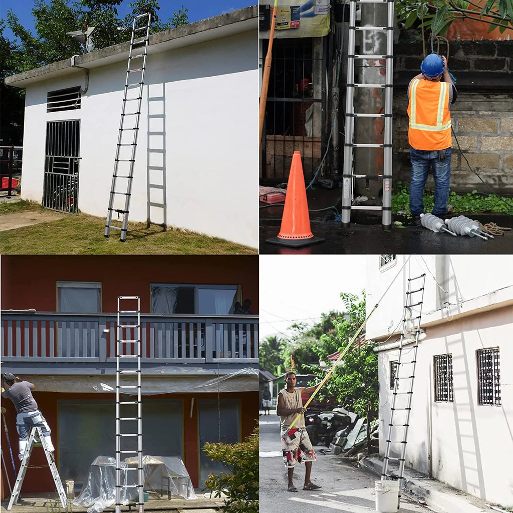 Telescoping Ladder 14FT Aluminum Folding Ladder 330lb Capacity J23904
