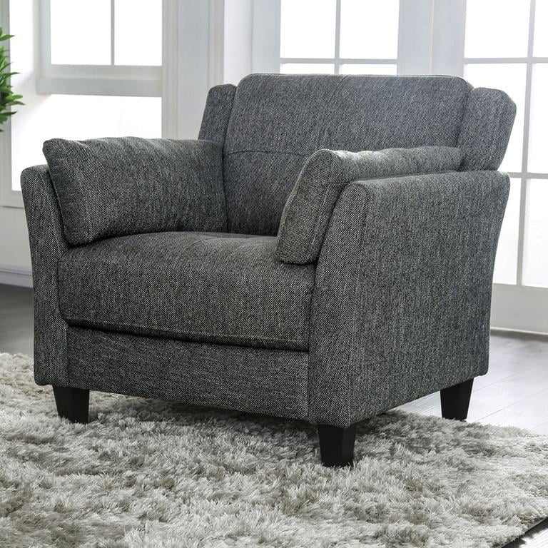 Gray Linen-like Fabric Living Room Set 3pcs Y348961