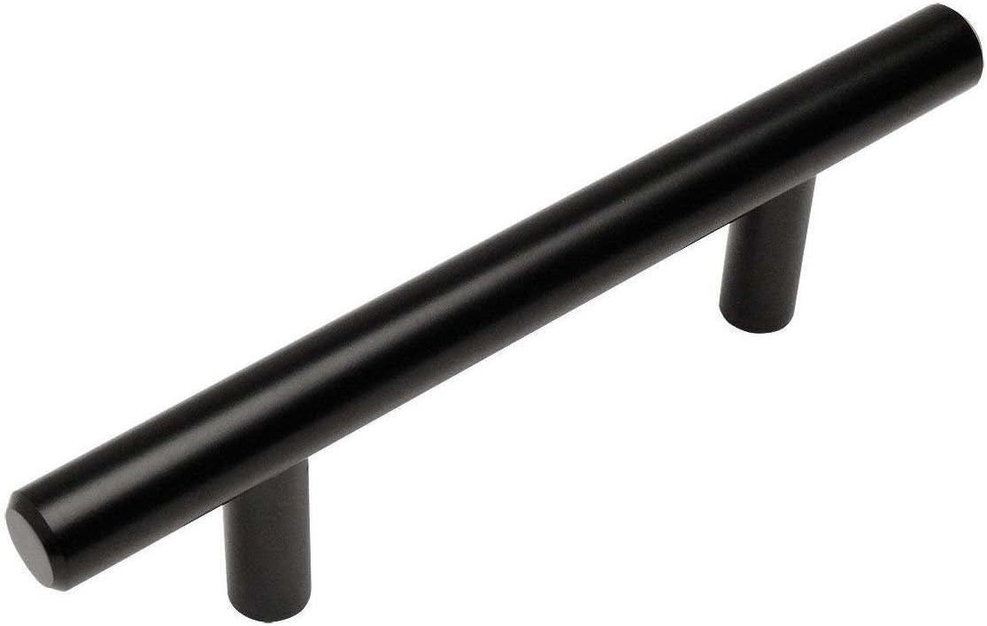 25 Pack Flat Black Cabinet Hardware Bar Handle Pull, 3 Inch Hole Centers F122