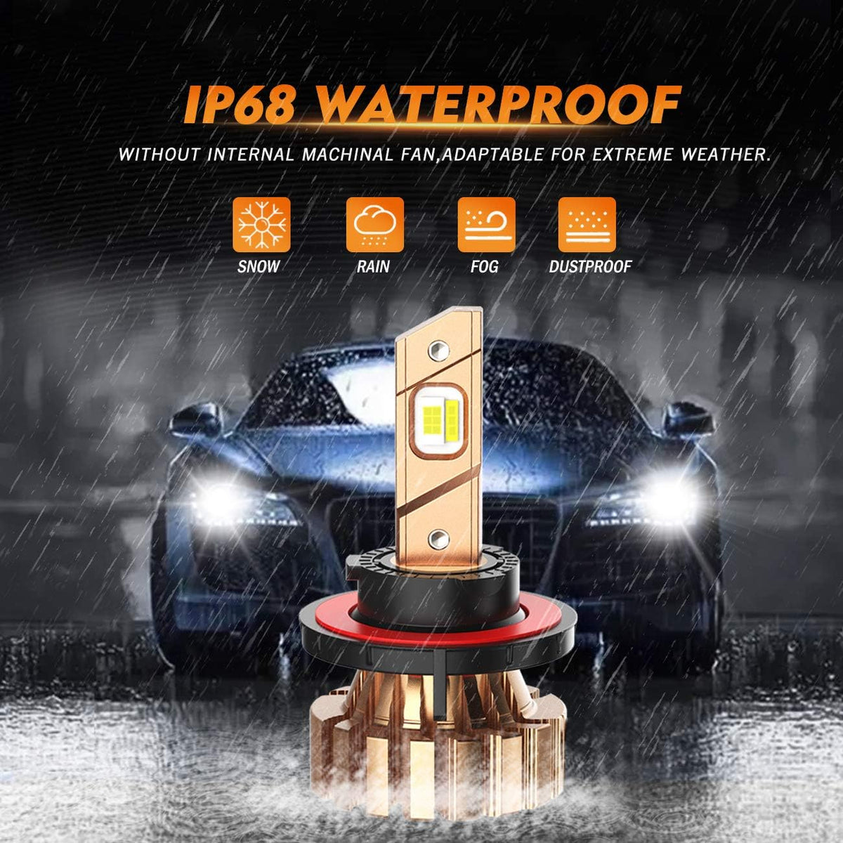 9008 H13 LED Bulbs Kit, High Low Beam Replacement, 12000 Lumen 6500K Cool White, Pack of 2 P77547