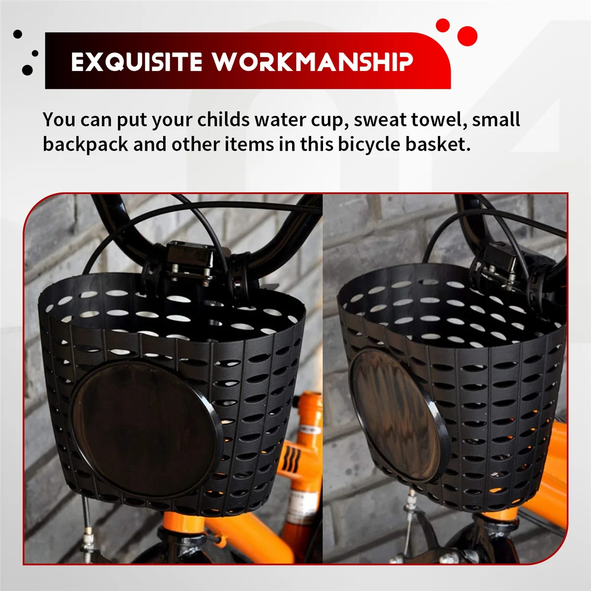 Black Plastic Kids Bike Basket J801