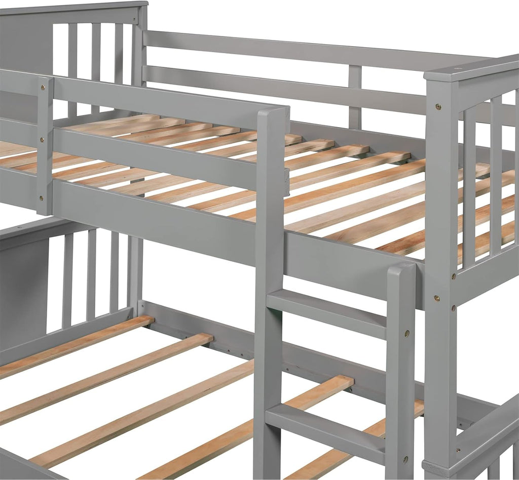 Gray Twin over Twin Wood Bunk Bed Frame J5558