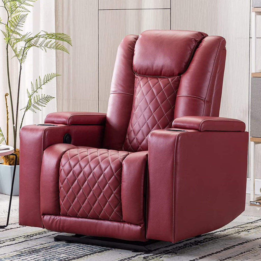 Power Recliner Chair Set of 3 PU Leather Black W42679