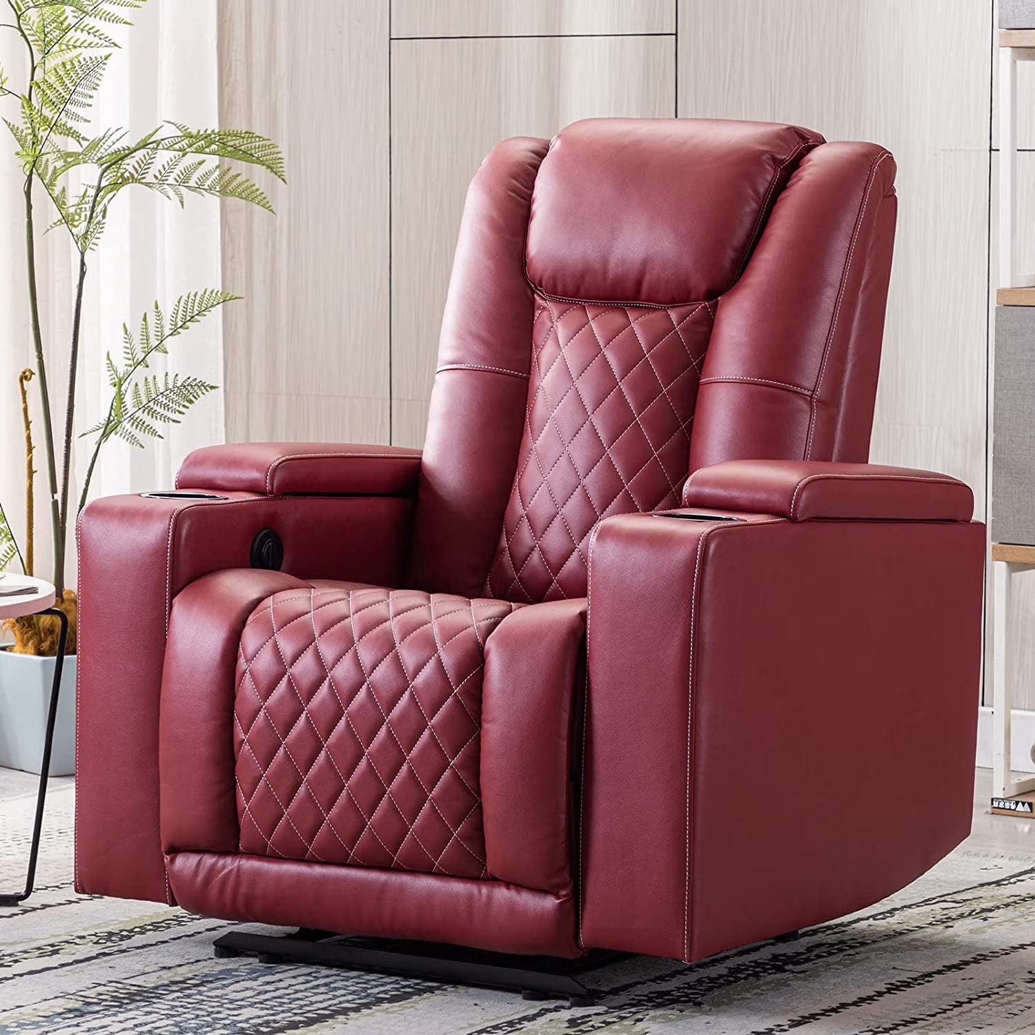 Power Recliner Chair Set of 3 PU Leather Black W42679