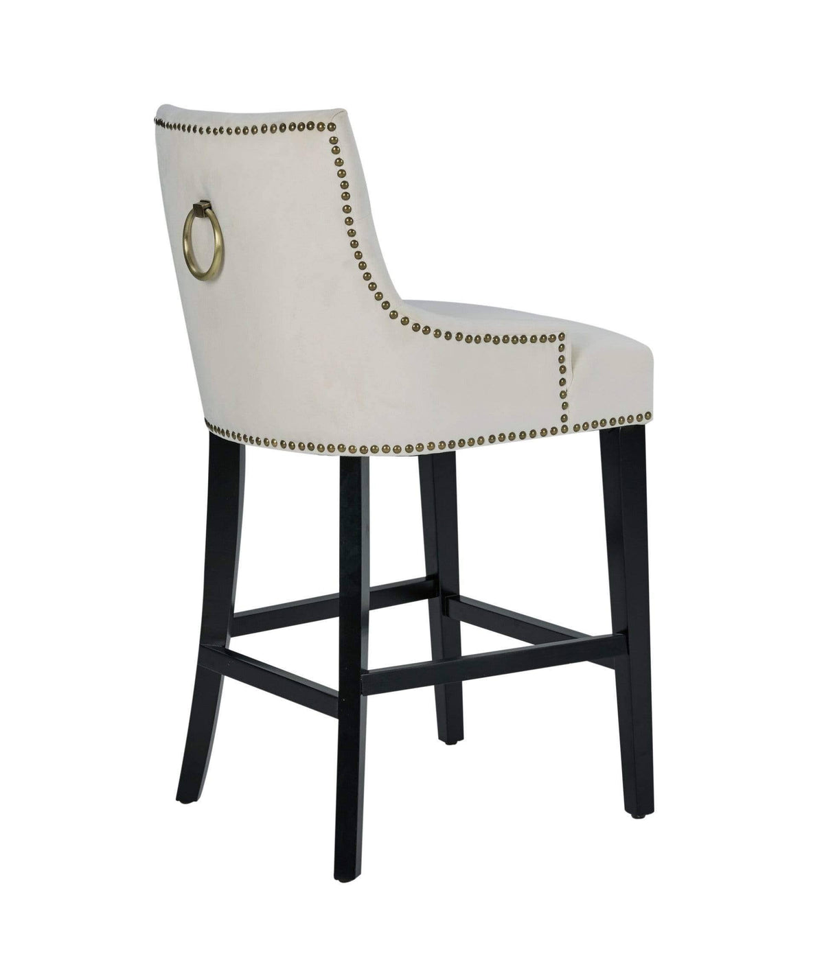 Black Velvet Nailhead Counter Stool Chair R95738