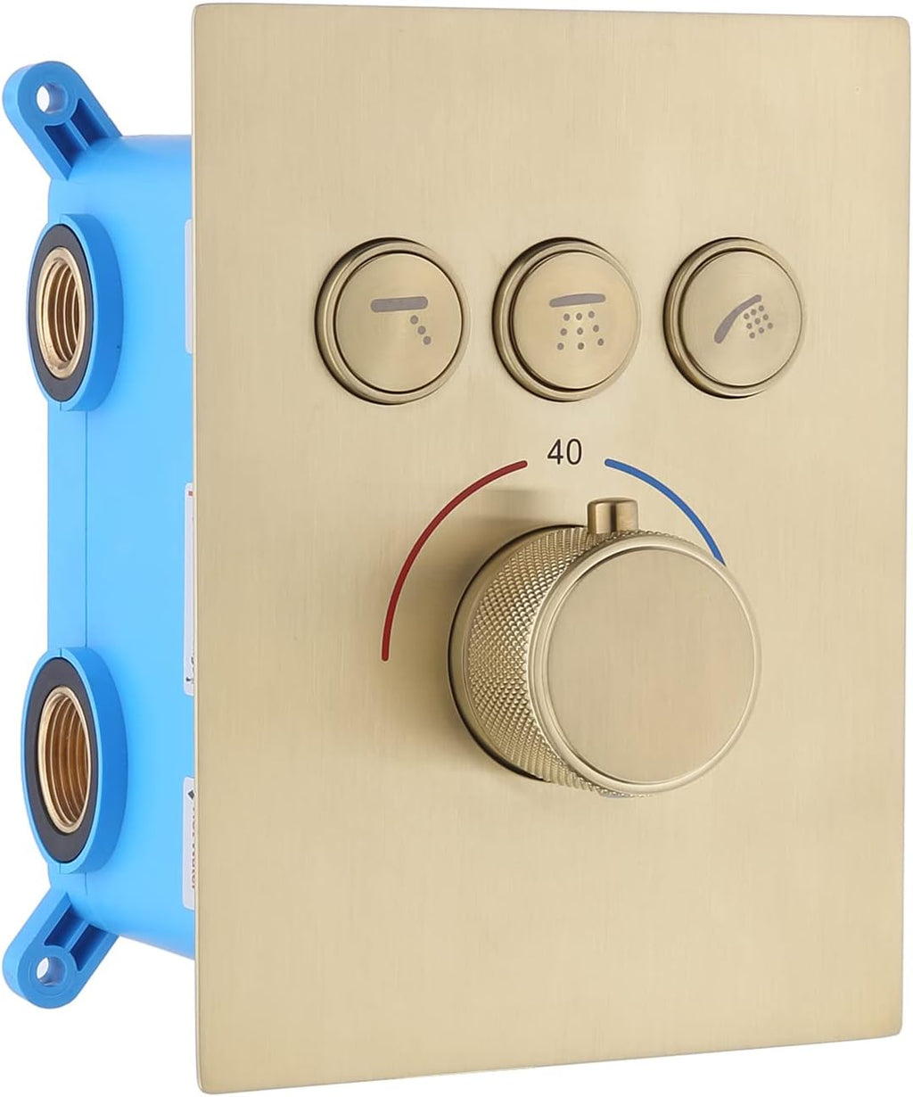 Polished Chrome 3 Way Shower Diverter Valve Brass Thermostatic Shower Mixing Mixer Valve Pressure Balancing Shower Valve Kit I337548