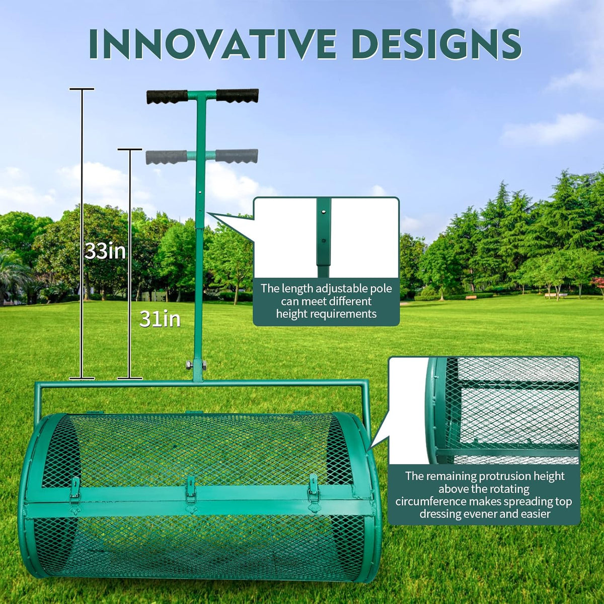 Compost Spreader with Metal Mesh Basket Adjustable Pole (31 inch) Q936208