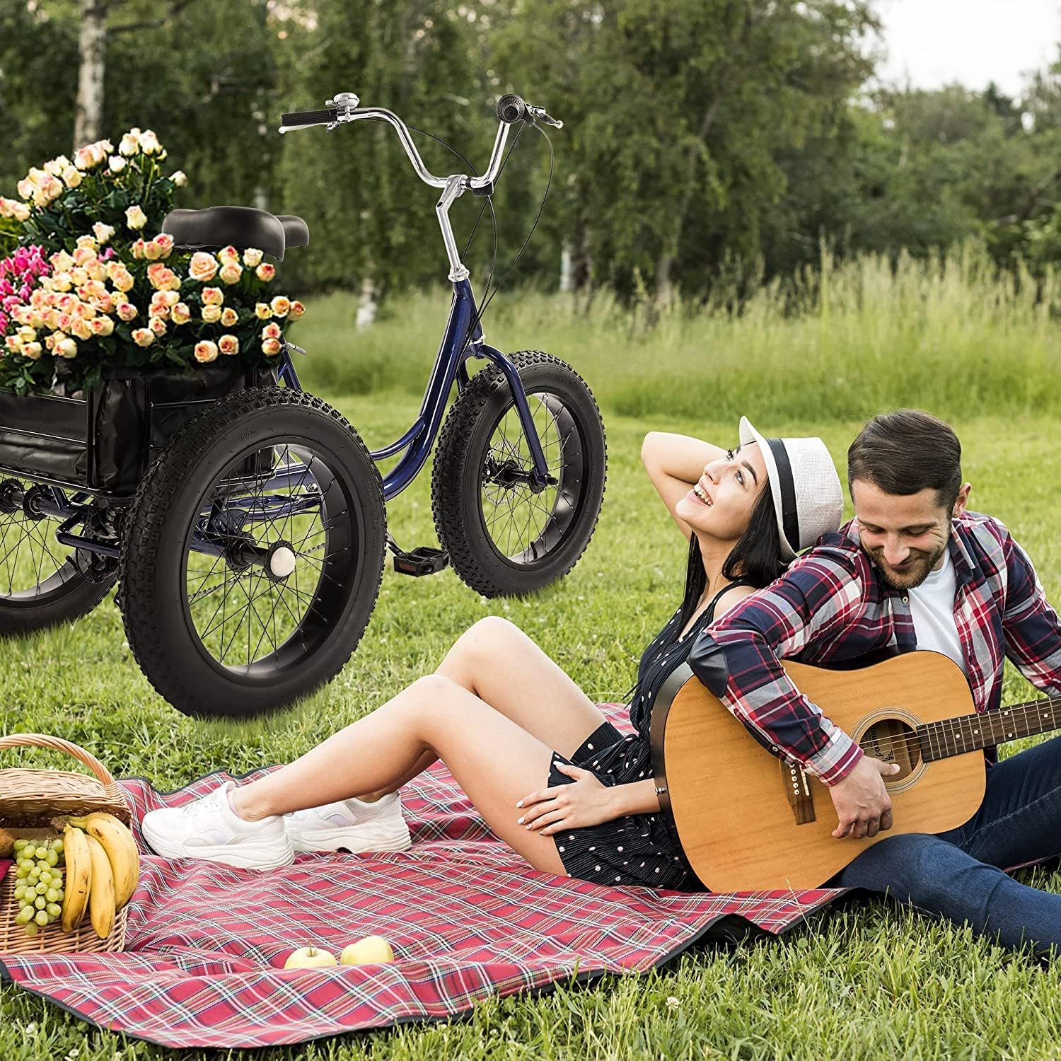 7 Speed 20 Inch 3 Wheel Adult Tricycle with Large Basket B6759