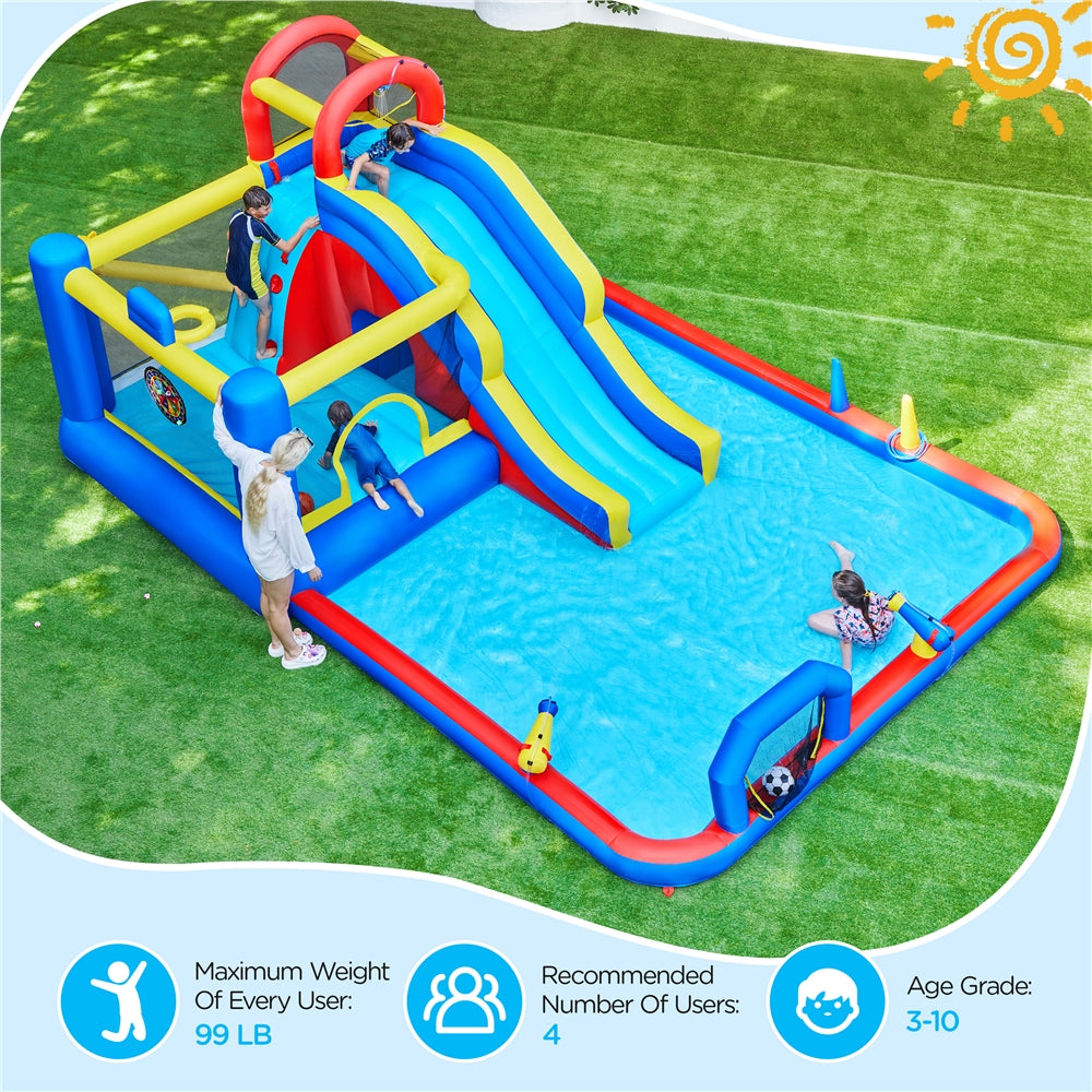 10-In-1 Inflatable Water Slide Bouncer with Blower & Storage Bag G5783