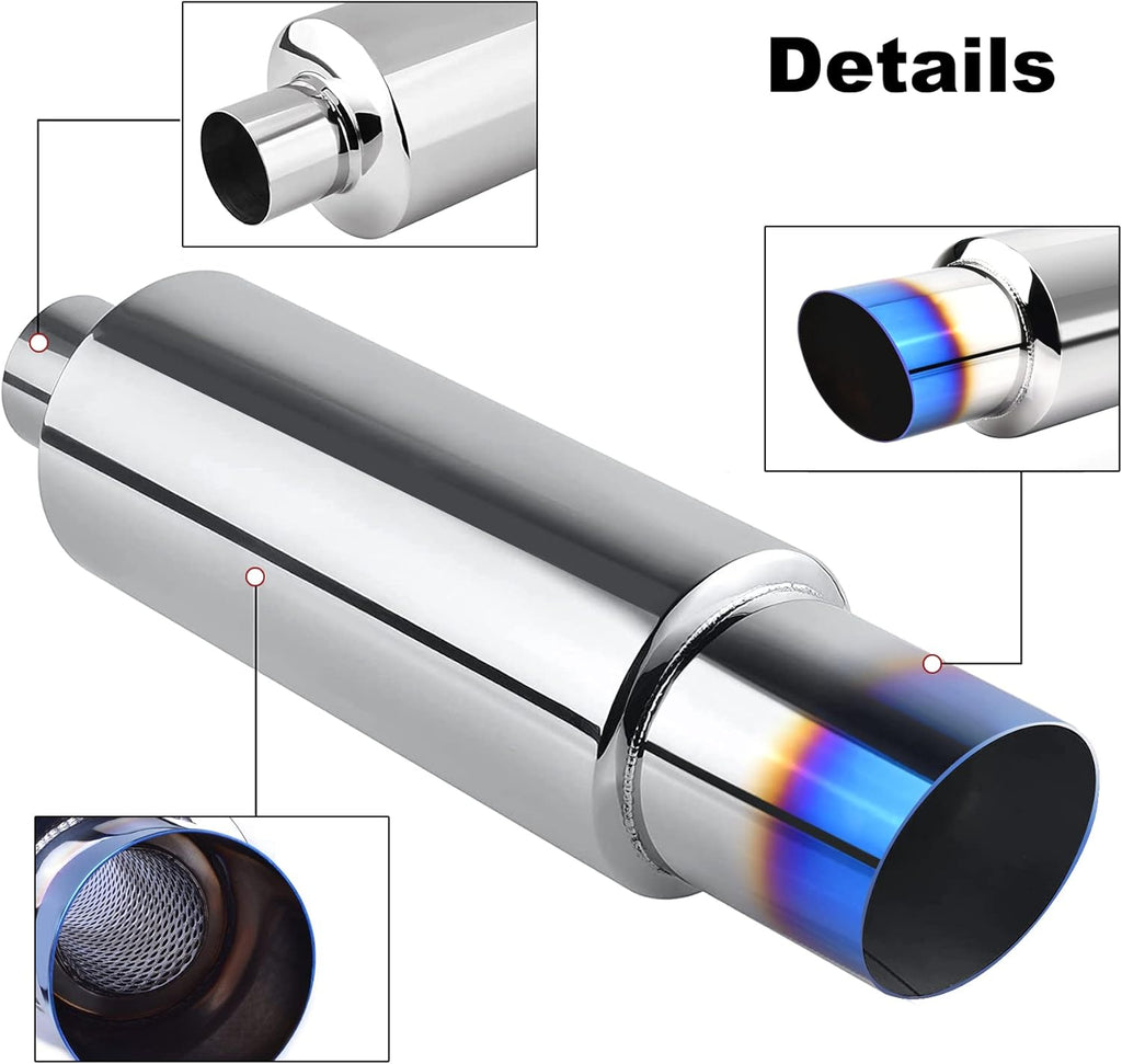 Stainless Steel Exhaust Tip, 15" Length, 2.25'' Inlet 3'' Outlet, Pack of 2 P858