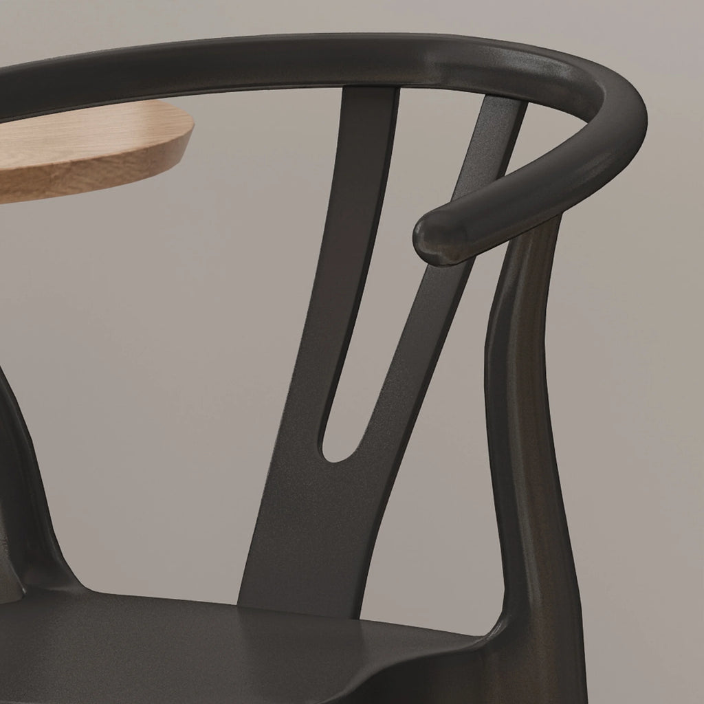 Black and Natural Finish Beech Wood Dining Chair Set of 2 C558