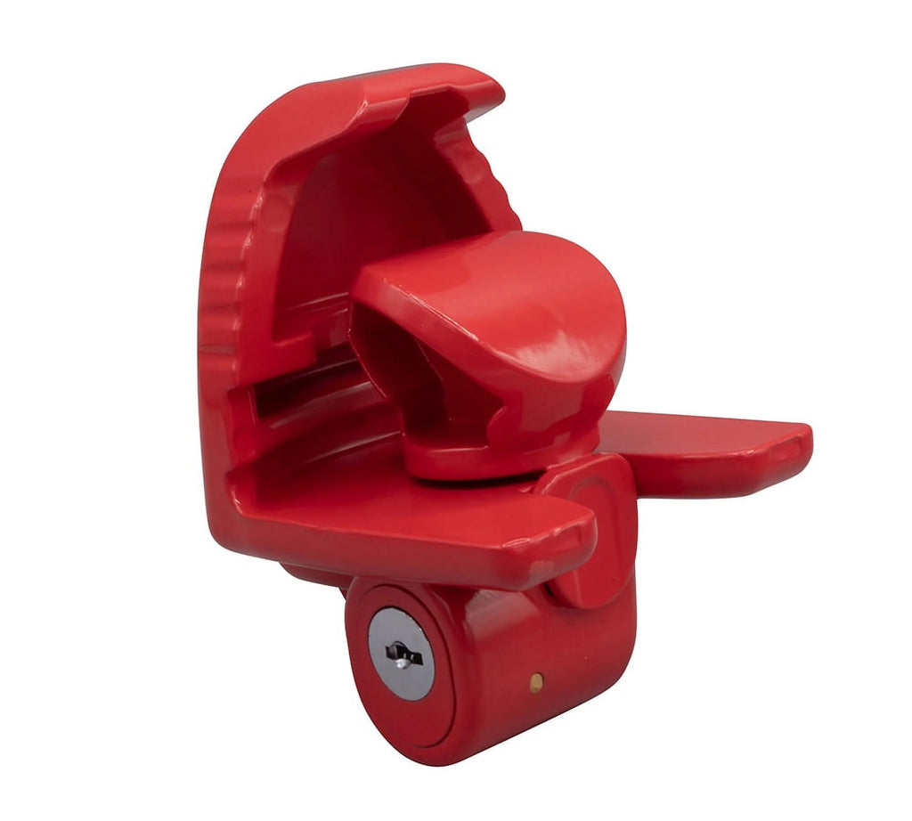 2 Pack Trailer Ball Hitch Lock with Keys, Heavy-Duty Steel Red Coupler Lock B586011