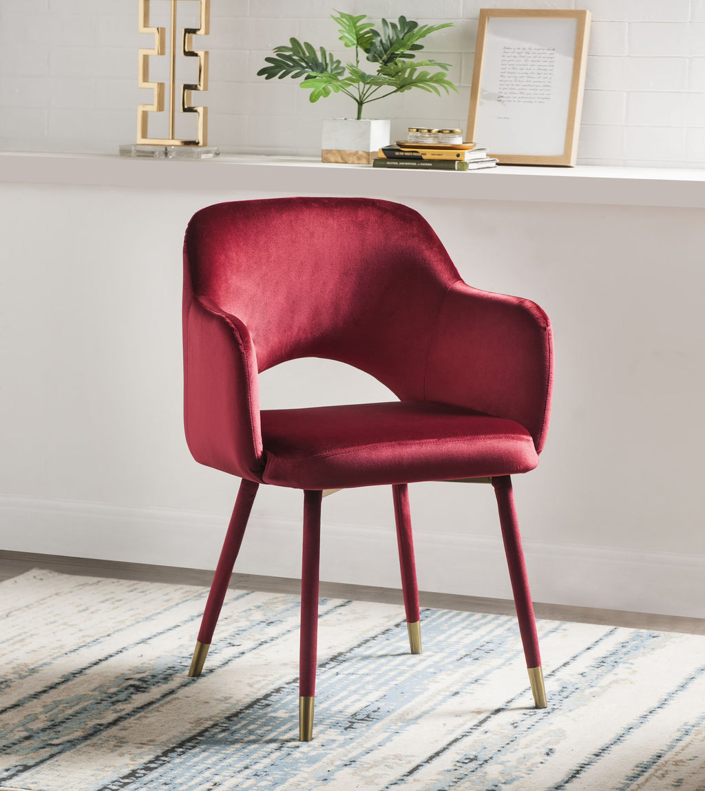 Bordeaux-Red Velvet Accent Chair J4669