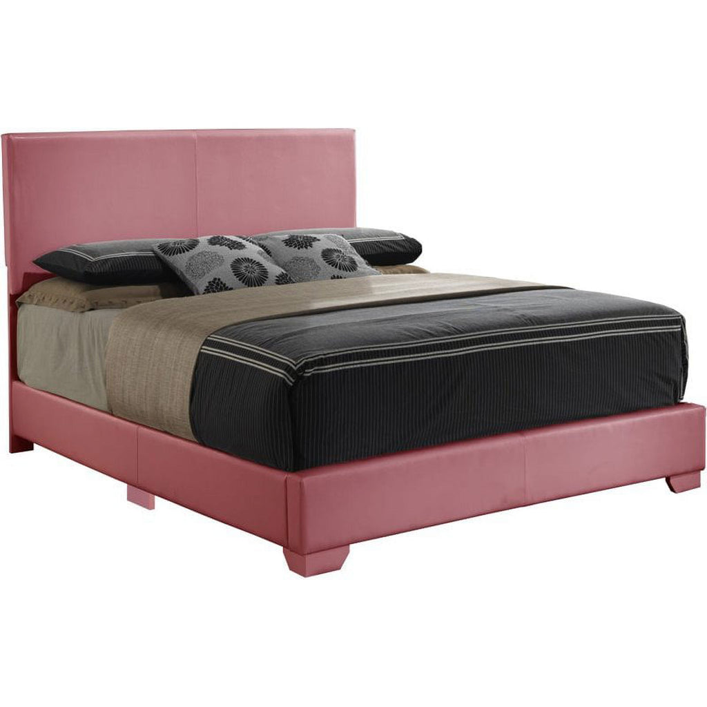Pink Faux Leather Upholstered Full Bed Z4725