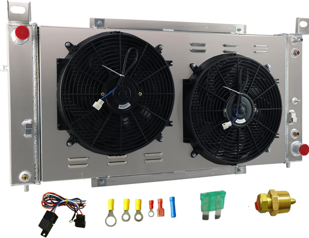 Aluminum 3 Row Radiator with Shroud and 2 x 14" Fan Relay Z282020