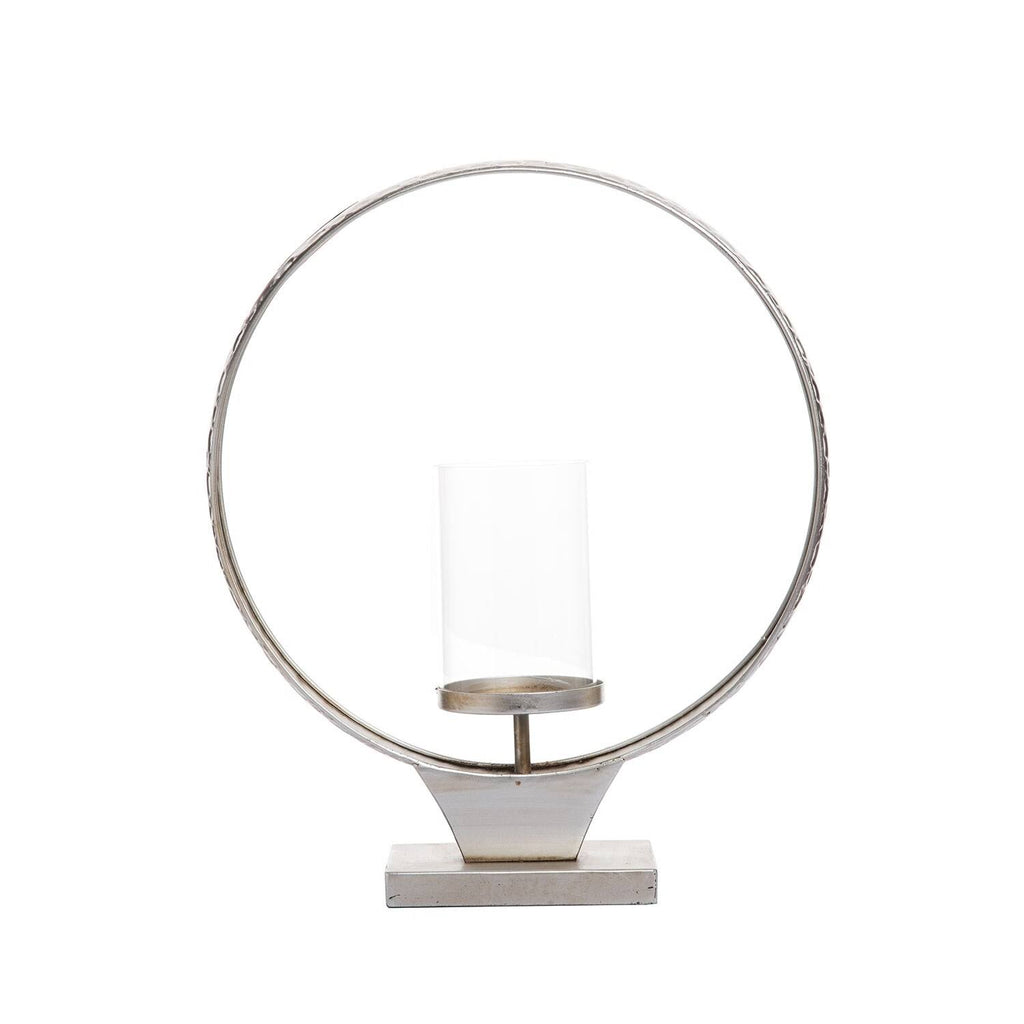 Large Hammered Metal Round Ring Pillar Candle Holder R660