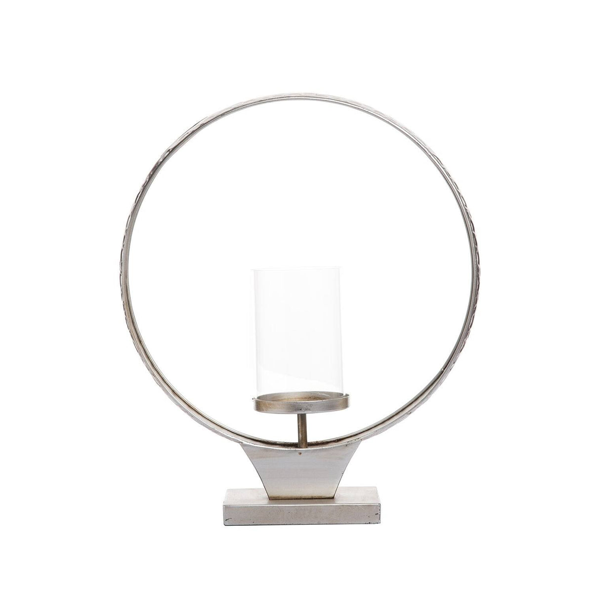 Large Hammered Metal Round Ring Pillar Candle Holder R660